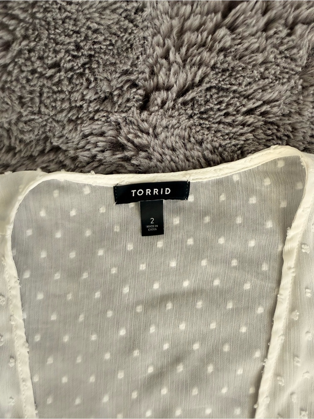 torrid Cream Swiss Dot Ruffle Tiered Cardigan - Picture 3 of 6